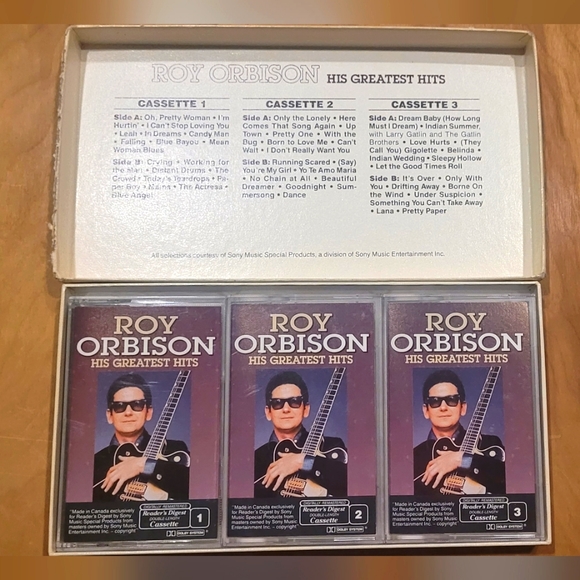 *Rare* Roy Orbison: His Greatest Hits 3 Cassettes Tape Reader's Digest - Picture 2 of 8